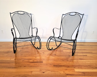 Vintage Pair of Sculptural Metal Rocking Chairs