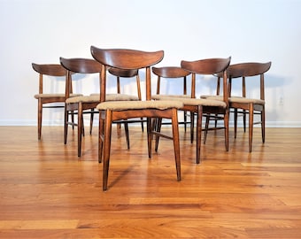 Mid Century Birchcraft Collection by Baumritter Set of Eight Dining Chairs