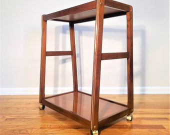 Mid Century Rolling Wood Bar Cart / Server