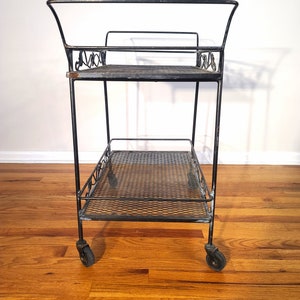 Mid Century Russell Woodard Wrought Iron Rolling Bar Cart / Server image 6