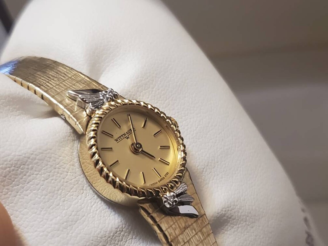Vintage Wittnauer Gold Plated Diamonds Swiss Made Quartz Etsy