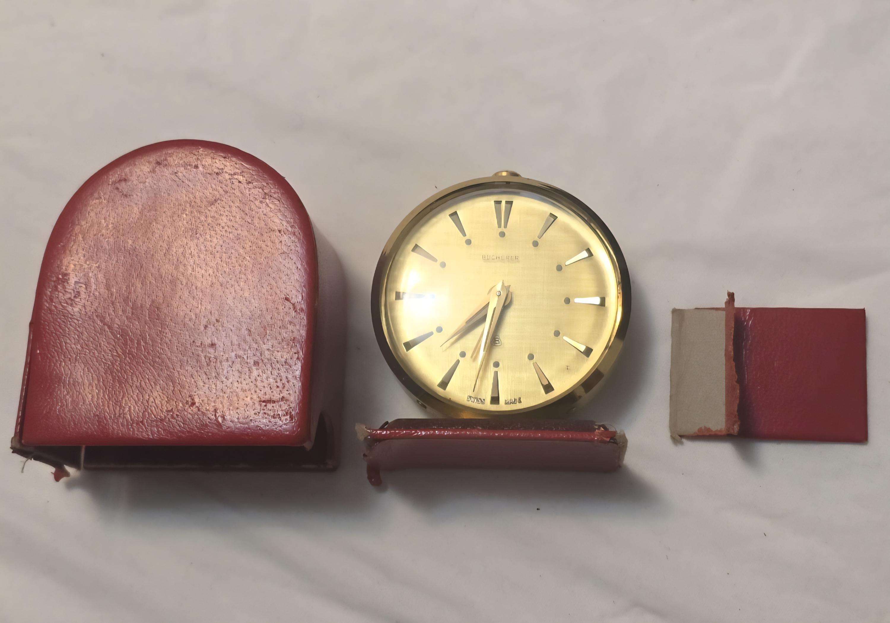 BUCHERERの置き時計 Vintage Bucherer 8 Brass Alarm Manual Wind Travel Clock - Etsy