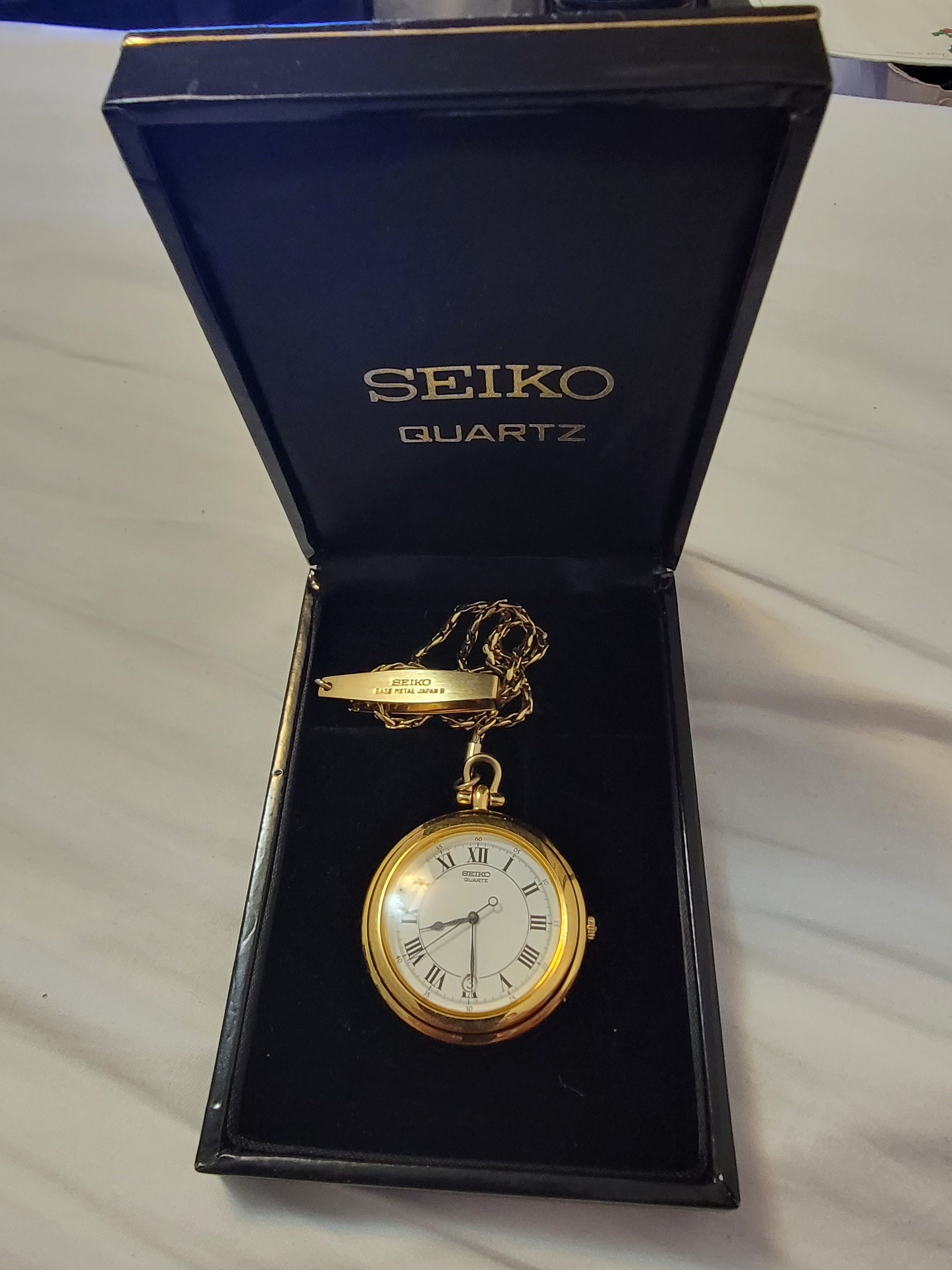 Rare Vintage Seiko 7N42-0A19 Gold Plated Quartz Men's Pocket Rare Vintage Seiko 7N42-0A19 Gold Plated Quartz Men's Pocket