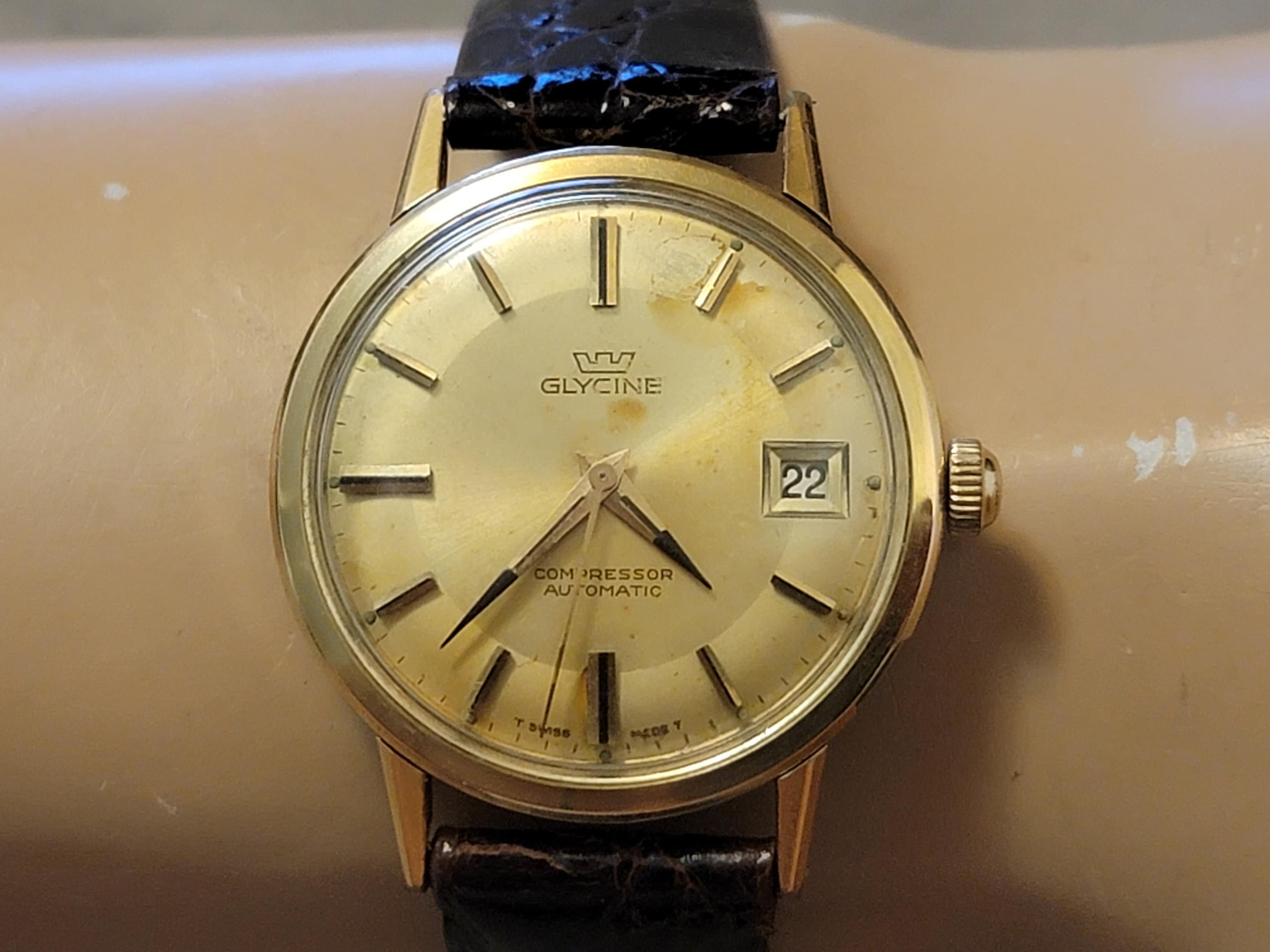 Vintage Glycine Compressor Gold Plated 17 Jewels Automatic Vintage Glycine Compressor Gold Plated 17 Jewels Automatic
