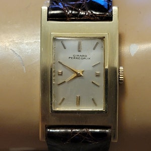 Rare Vintage Girard Perregaux 14K Gold Rectangular Manual Wind Men's Watch