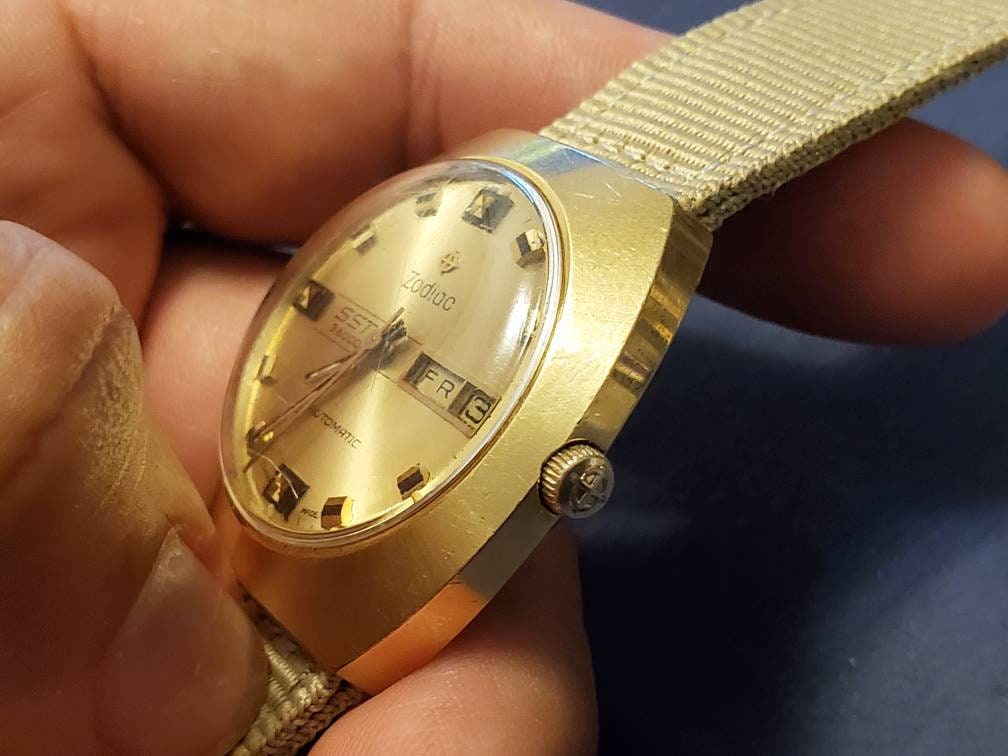 希少なヴィンテージ ゾディアック SST 36000 ゴールドメッキ 自動巻き