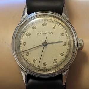Rare Vintage Movado Stainless Steel Military Manual Wind Men's Watch