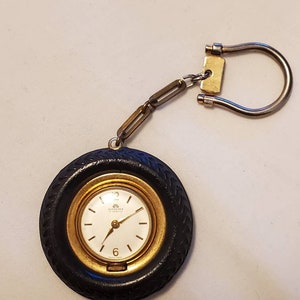 Rare Vintage Bucherer Black Tire Manual Wind Keychain Watch