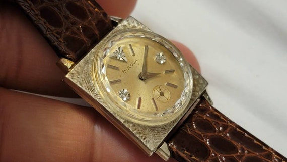 Rare Vintage Bulova 10K Gold Plated Diamonds Manu… - image 6