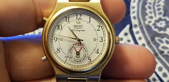 Vintage Seiko Chronograph 8m25-8030 Gold Plated Alarm Quartz - Etsy
