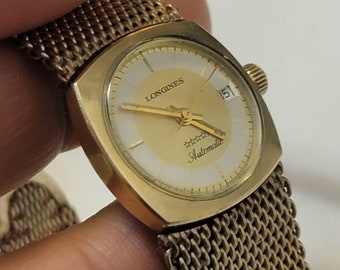 Vintage Longines Admiral Sterren 10K Goud Gevulde Rechthoekige