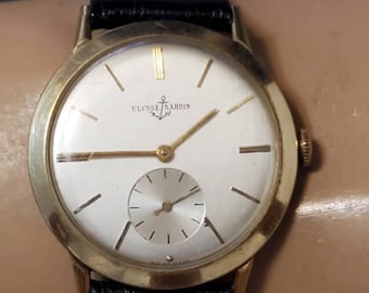 Relógio masculino vintage raro Ulysse Nardin banhado a ouro com vento manual