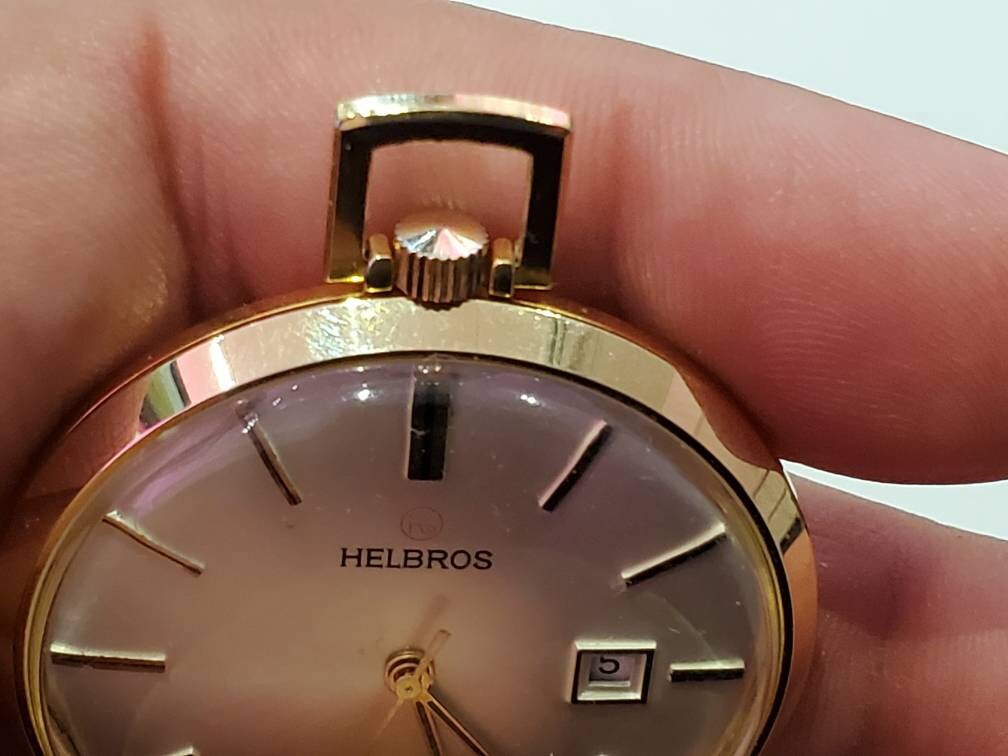 Vintage Helbros 17 Jewels Gold Plated Manual Wind Pocket Watch Etsy