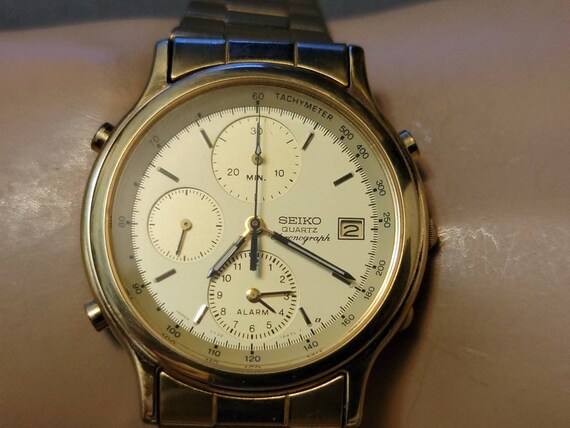 Vintage Seiko 7T32-6A5A Chronograph Alarm Gold Plated Quartz | Etsy Ireland