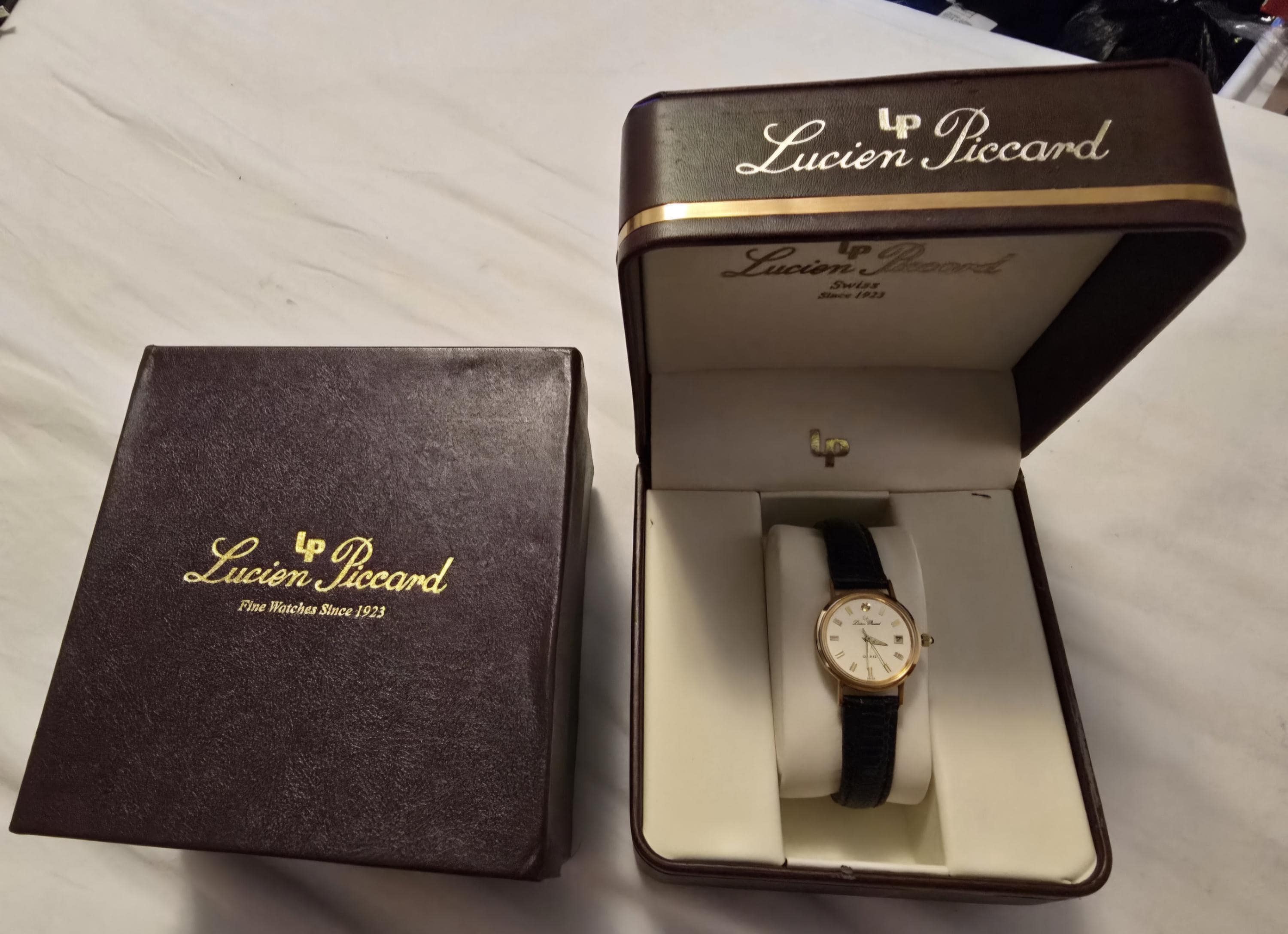 Vintage Lucien Piccard 23170 14K Gold Swiss Made Diamond 