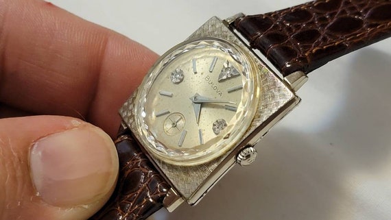 Rare Vintage Bulova 10K Gold Plated Diamonds Manu… - image 3