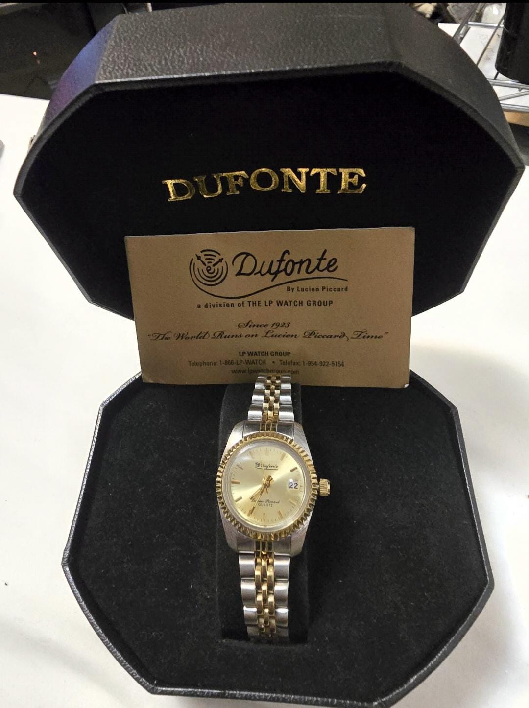 NWOT Women’s Dufonte Two-Tone Watch with Date and Genuine Diamond - Beautiful! Dufonte by Lucien Piccard | Accessories | Nwot Womens  main image 3
