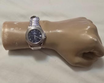 Montre Electra Brève LIP Vintage Années 70 - Quartz Cadran Argenté Bracelet Cuir - Rare