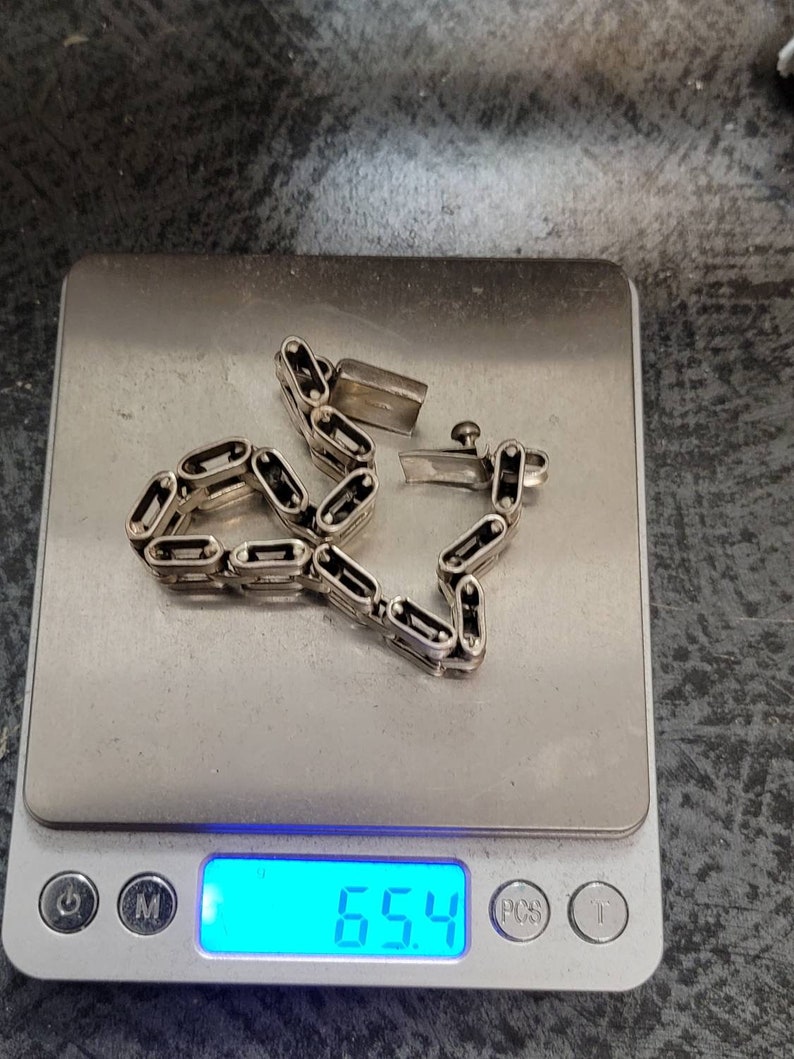 Vintage Sterling Silver Square Link Men/'s Bracelet
