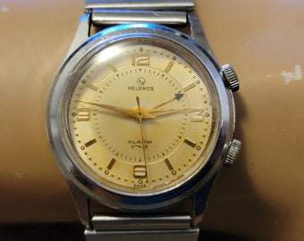 Rare Vintage Helbros Alarm Manual Wind Men's Watch