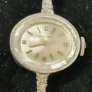 Vintage Longines-Wittnauer #535-A91 14K White Gold Diamonds Manual Wind Ladies Watch