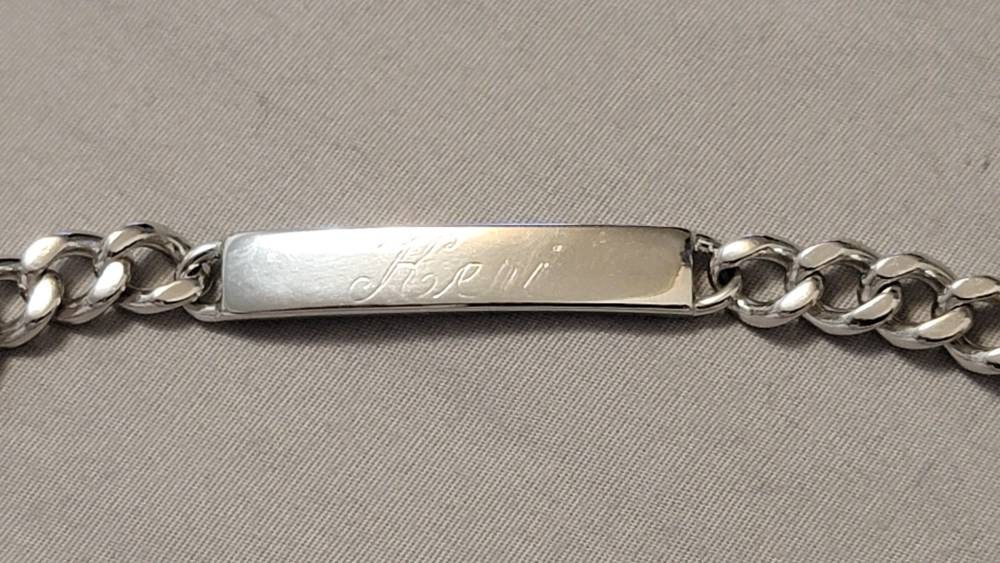 Vintage Sterling Silver Id Bracelet Unisex Bracelet - Etsy Vintage Sterling Silver Id Bracelet Unisex Bracelet - Etsy