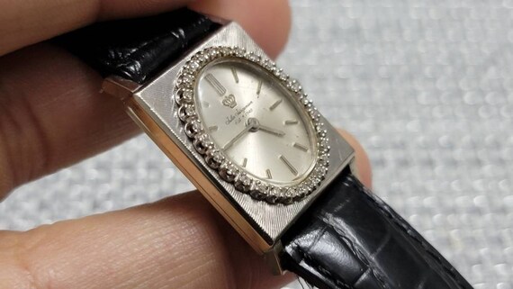 Vintage Jules Jurgensen 14K White Gold Diamonds m… - image 4