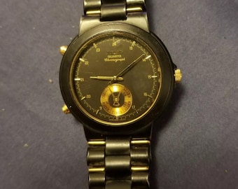 Vintage Seiko 8M25-7159 Alarm Dancing Hands Chronograph Black