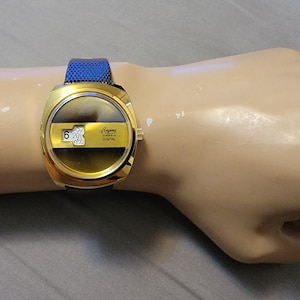 Rare Vintage Regina Gold Plated Digital Jump Hour Manual Wind Men&#39;s Watch