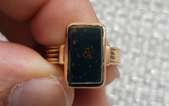 Vintage 14K Gold Natural Bloodstone Signet Ladies… - image 5