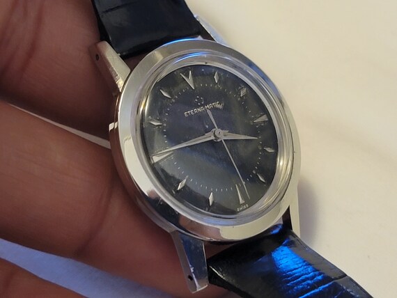 Rare Vintage Eterna-Matic Stainless Steel Black D… - image 4