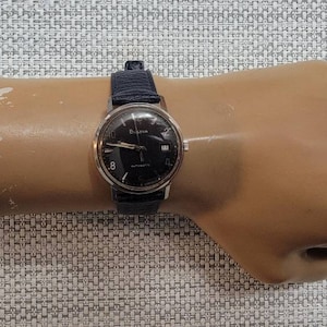 Vintage Caravelle by Bulova Stainless Steel Black Dial Automatic Men&#39;s Watch