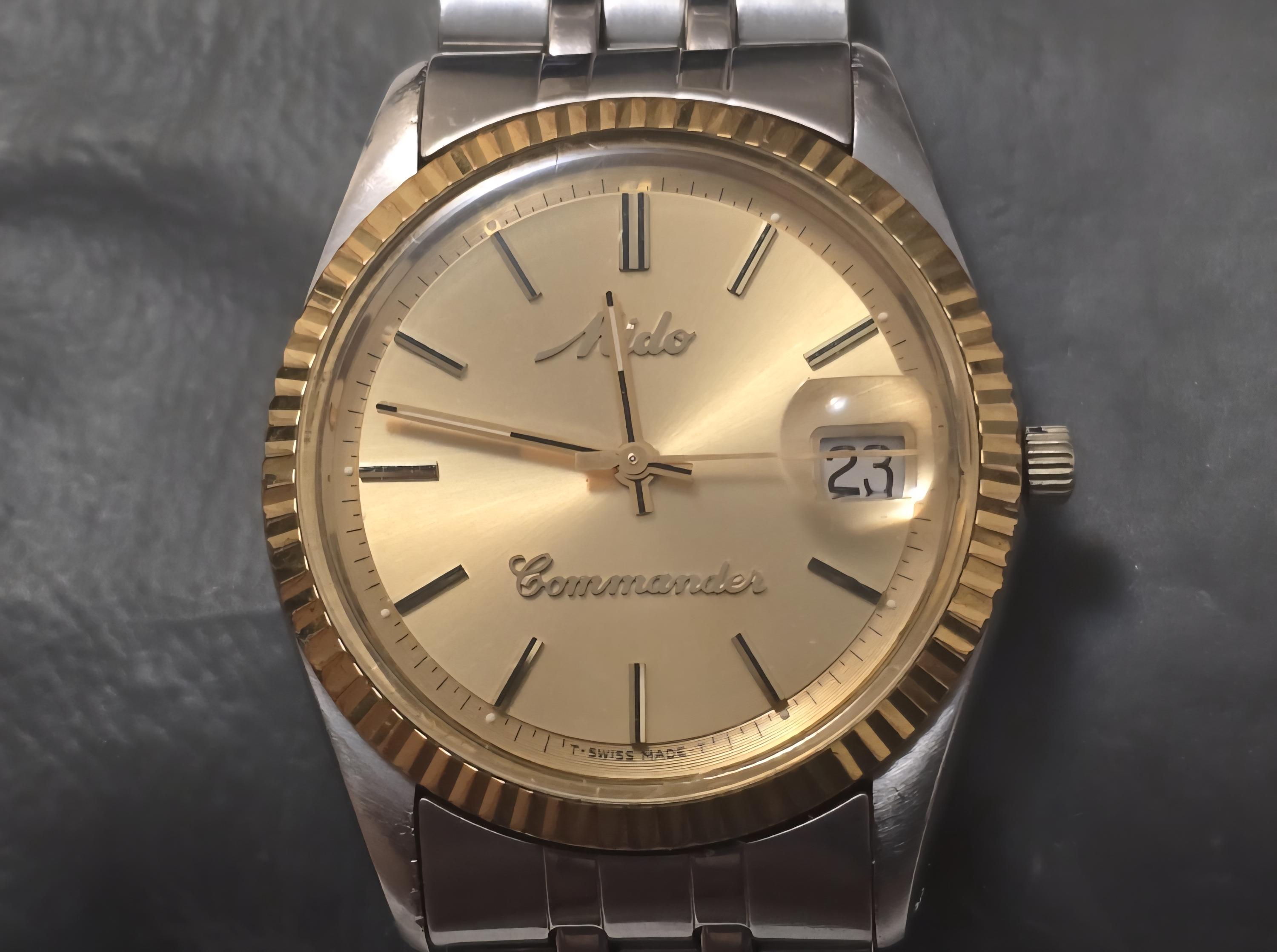 Rare Vintage Mido Commander 8107-00 Stainless Steel Swiss