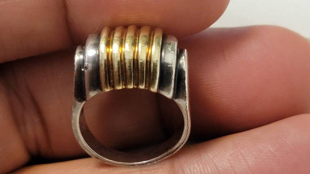 LAGOS caviar ラゴスキャビアリング(18金&スターリングシルバー) Authentic! Lagos Caviar Silver + 18k Yellow Gold Onyx Ring