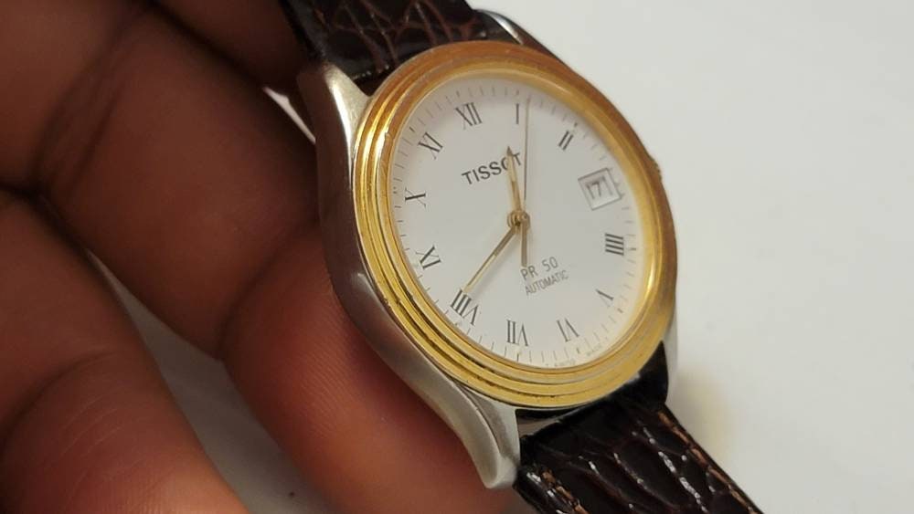 Rare Vintage Tissot PR50 Two-tone Clear Back Automatic Men's Watch