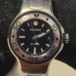 Movado Divers All Stainless Steel Black Dial Divers 100M 2 Toned Ladies Watch Movado Faceto Black Dial Diamond Women main image 2