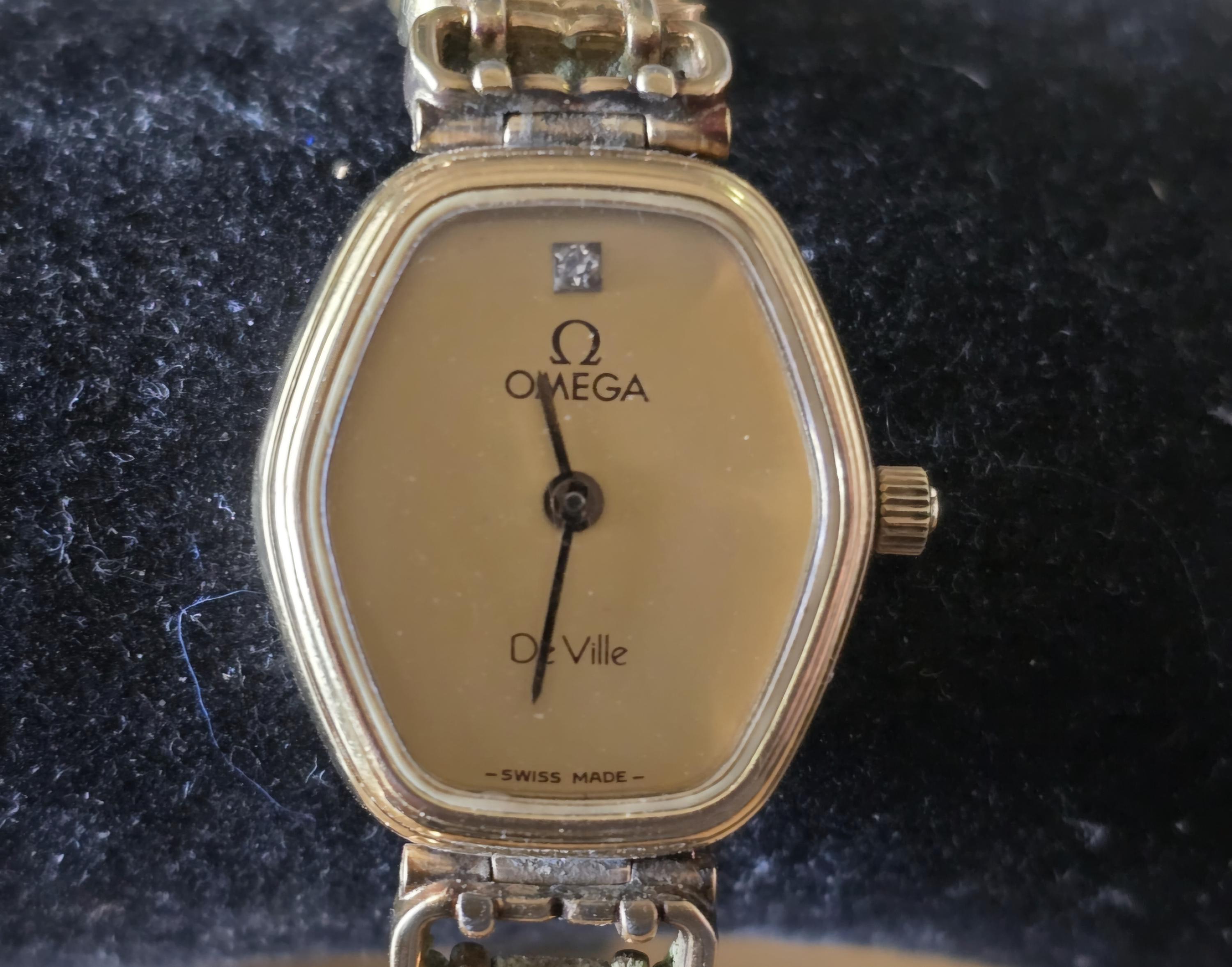 Rare Vintage Omega Deville 1455 791.0887 Gold Plated Diamond Swiss