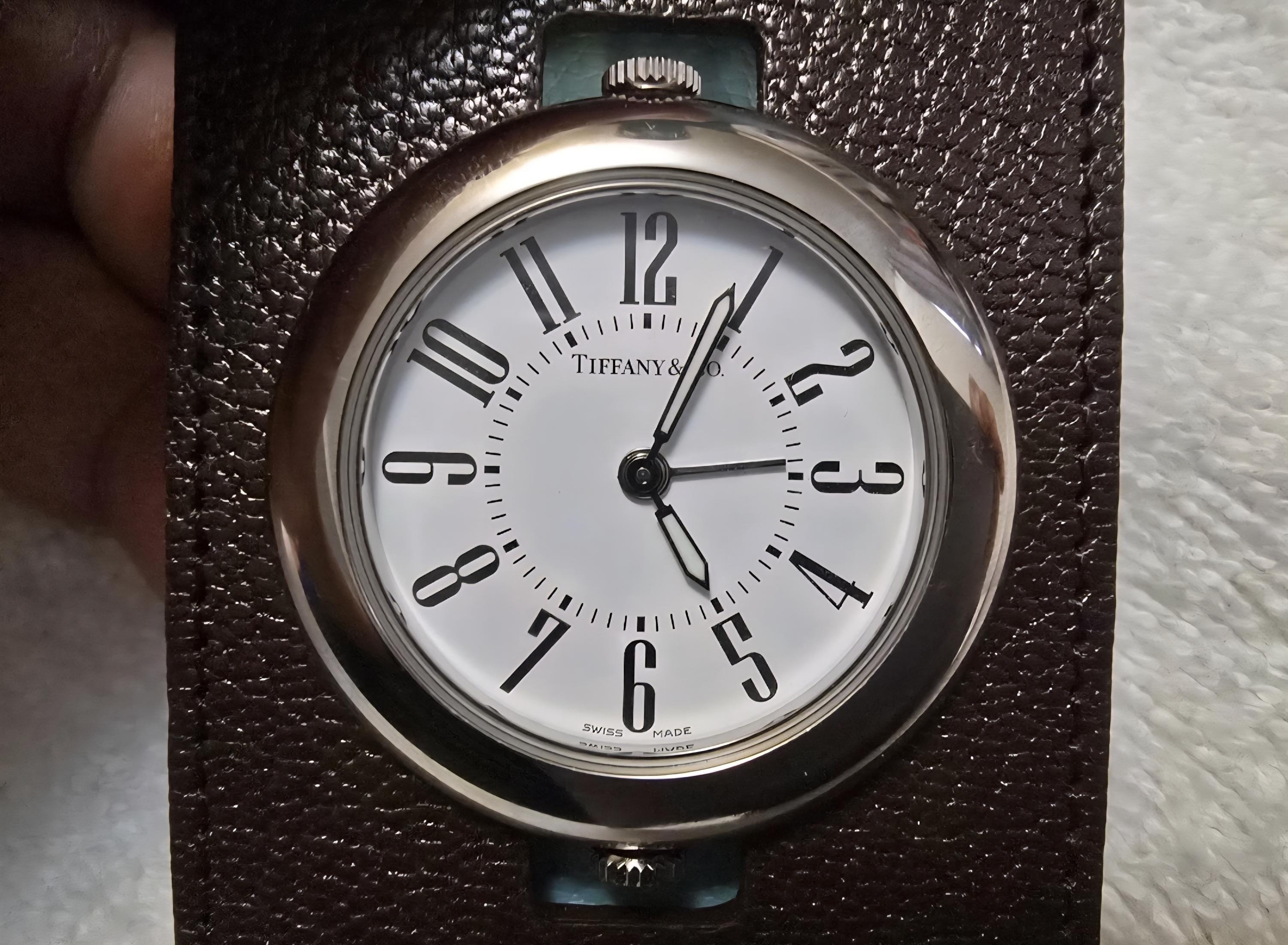 Rare Tiffany & Co Stainless Steel Alarm Quartz Travelling Clock