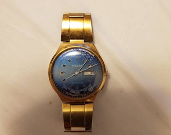Rare Vintage Paketa Double Calendar Blue Dial Manual Wind Men's Watch