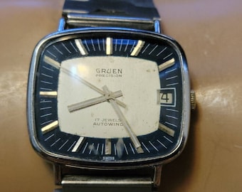 Reloj vintage Gruen Precision Autowind de 17 joyas con caja de TV para hombre Etsy Mexico