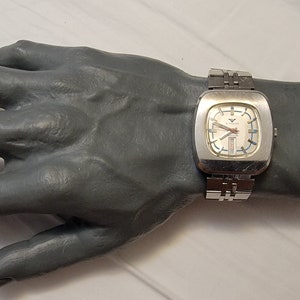 Rare Vintage Wittnauer Stainless Steel Day/Date Rectangular Automatic Men's Watch