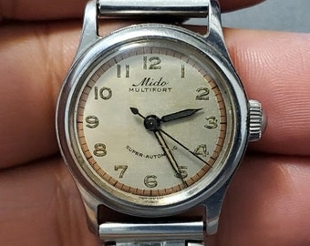 Rare Vintage Mido Multifort Super Automatic Bumper Military Men's