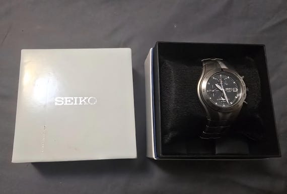 Vintage Seiko 7T62-0AS0 Titanium Alarm Chronograph Quartz Men's