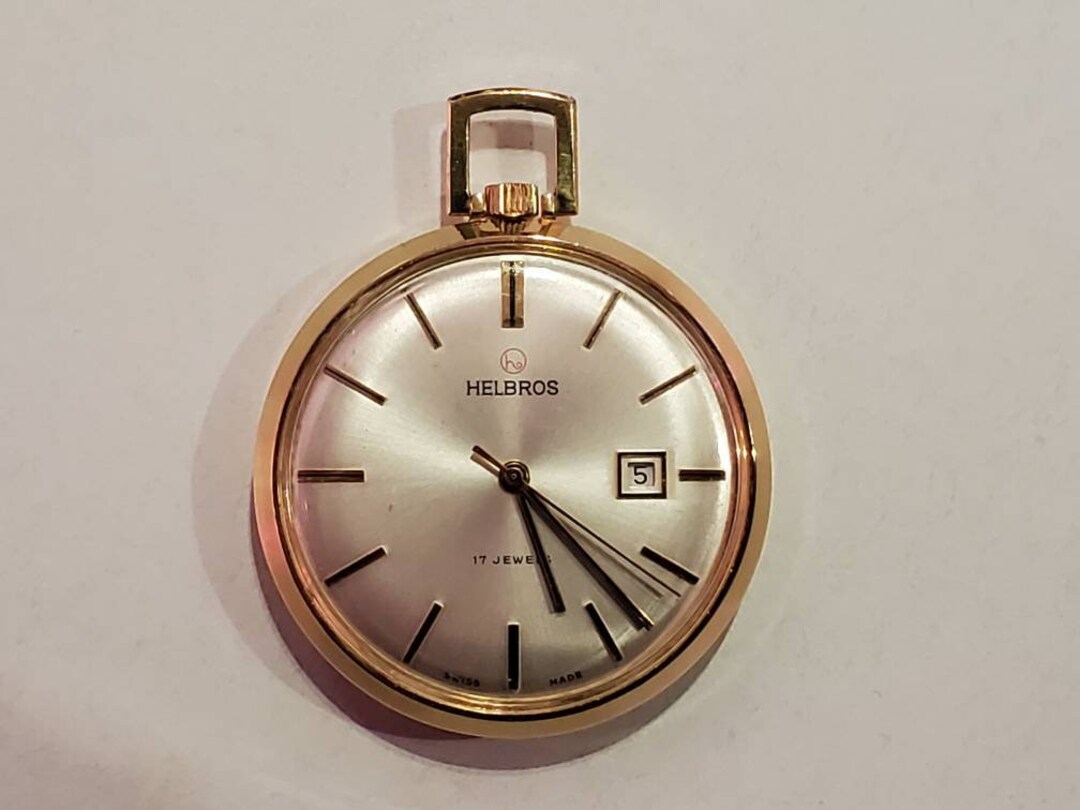 ベルリオーズ Vintage Helbros 17 Jewels Gold Plated Manual Wind Pocket Watch - Etsy