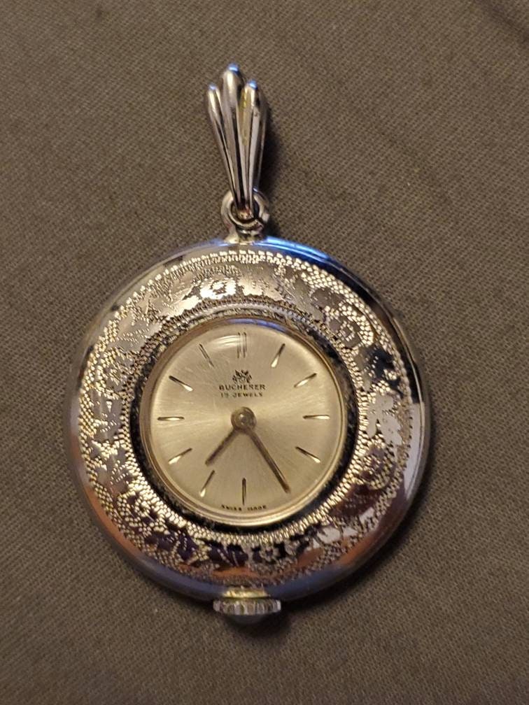 Vintage Bucherer Metal 17 Jewels Manual Wind Pendant Watch Etsy
