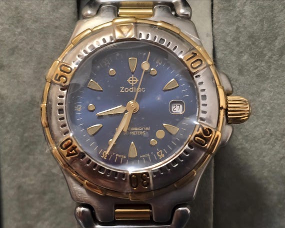 Vintage Zodiac 308.29.09 Stainless Steel & Gold Plated 200M Swiss