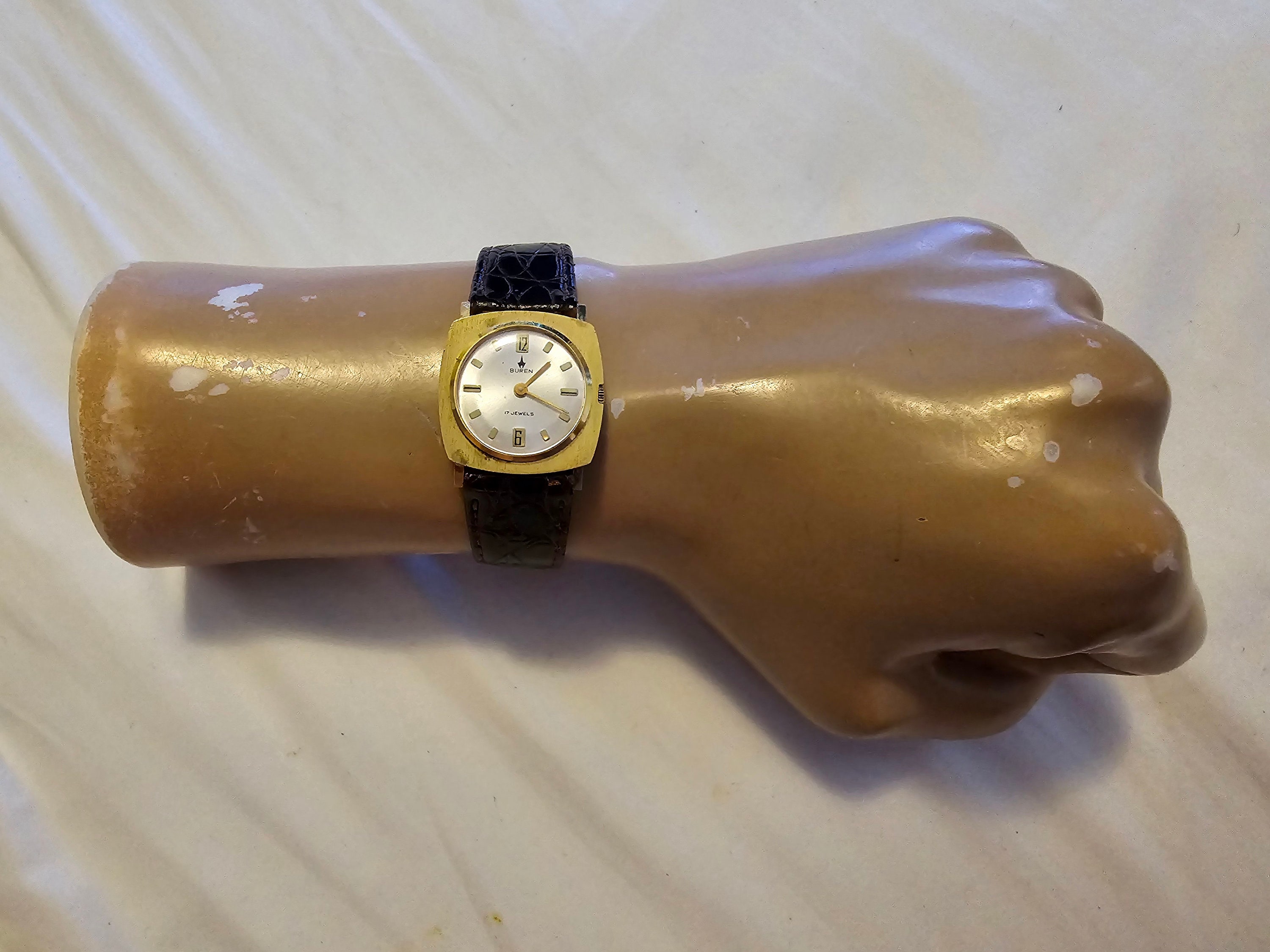 Buren 17 Jewels Vintage Gold-Tone Ladies Watch with Brown Leather Strap Vintage Buren Ladies Watches - Etsy main image 2