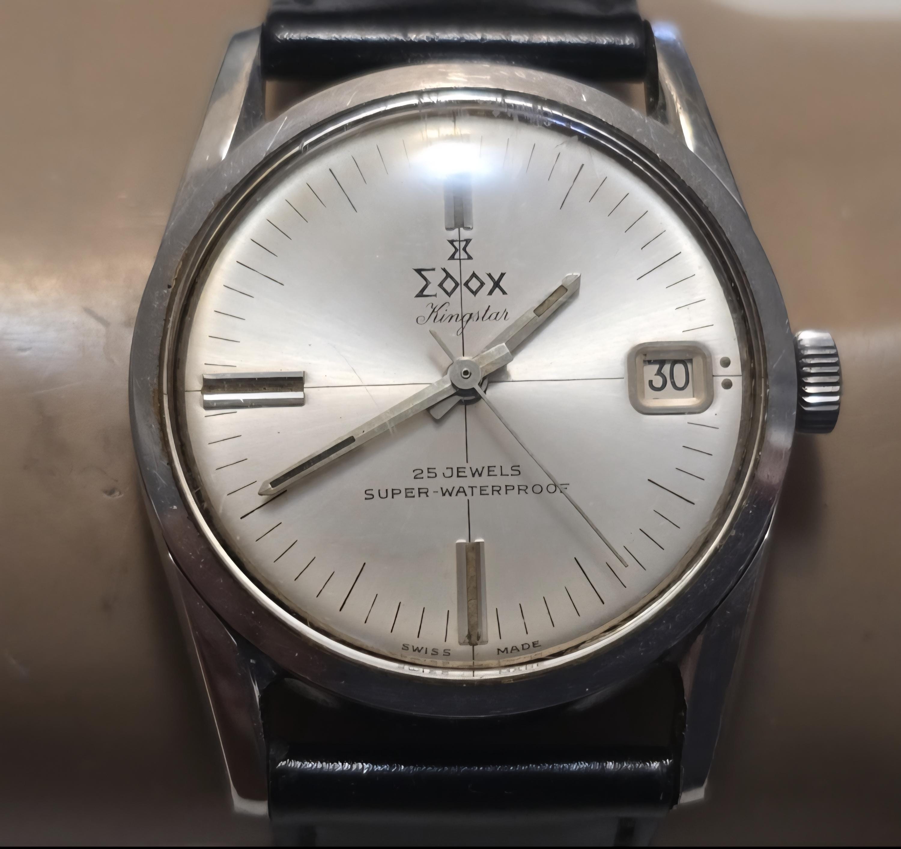Vintage Edox Kingstar Stainless Steel 25 Jewels Super-waterproof 