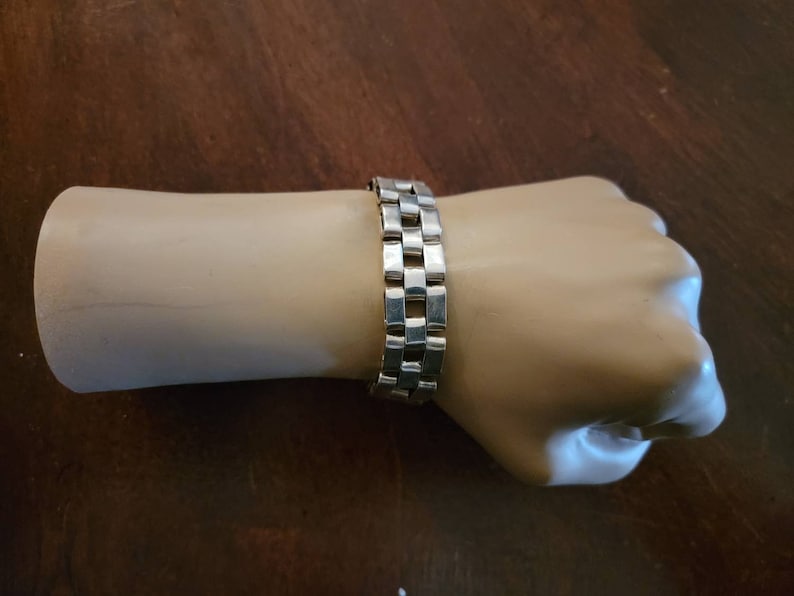 Vintage Sterling Silver Square Link Men/'s Bracelet