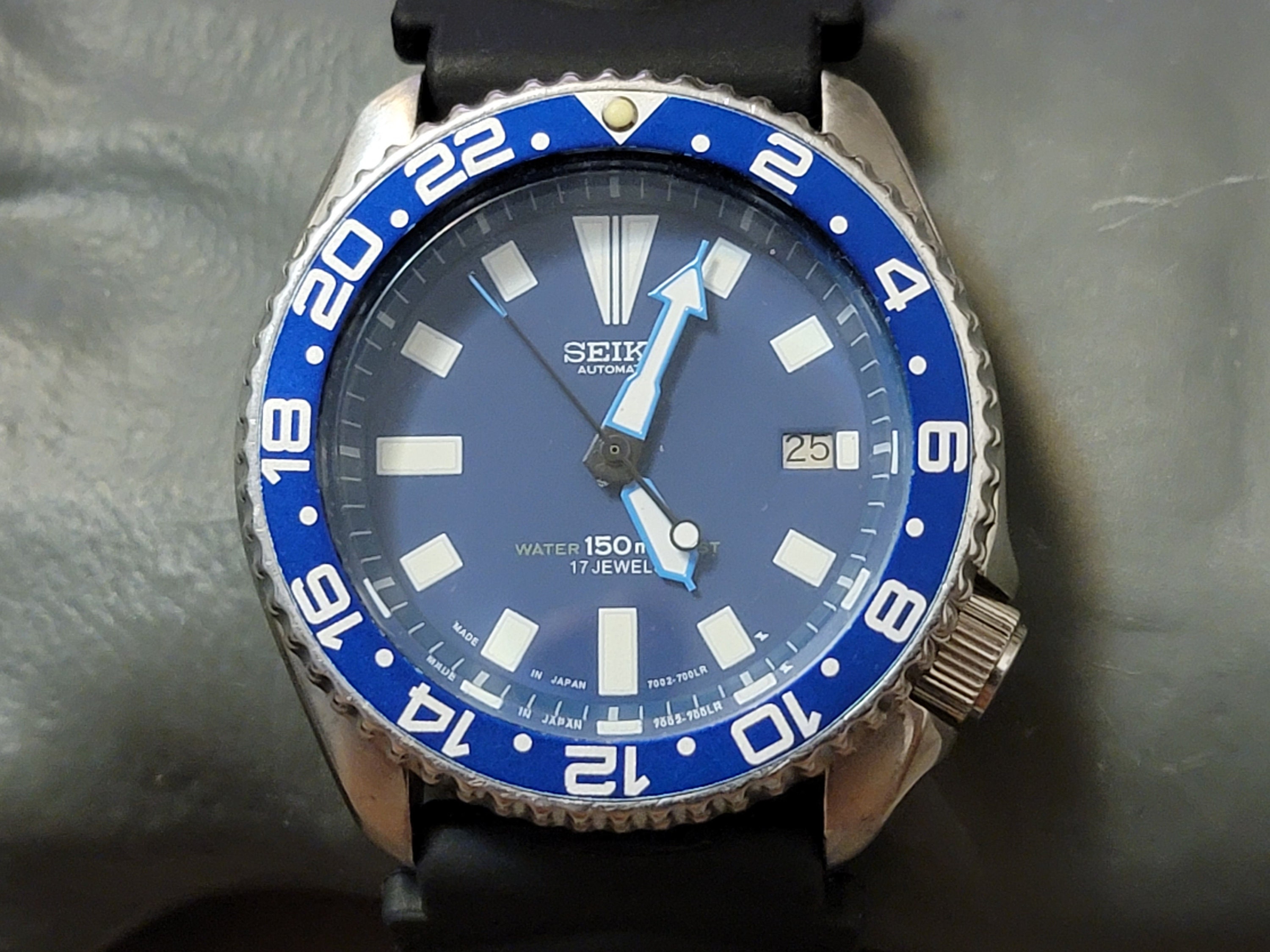 Vintage Seiko 7002-700J Stainless Steel Blue Dial Diver - Etsy
